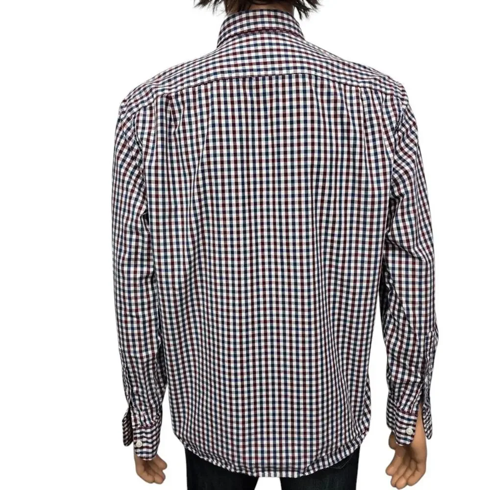 J. Crew Shirt Men L Red Blue Gingham Check Plaid Long Sleeve Button Down 31872